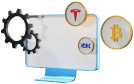 3d icons computer with currency